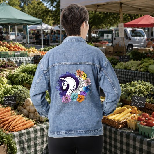 Pegasus Black Floral Jeansjacke