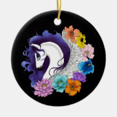 Pegasus Black Floral Keramik Ornament (Vorne)
