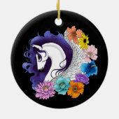 Pegasus Black Floral Keramik Ornament (Hinten)