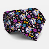 Pegasus Black Floral Krawatte (Gerollt)