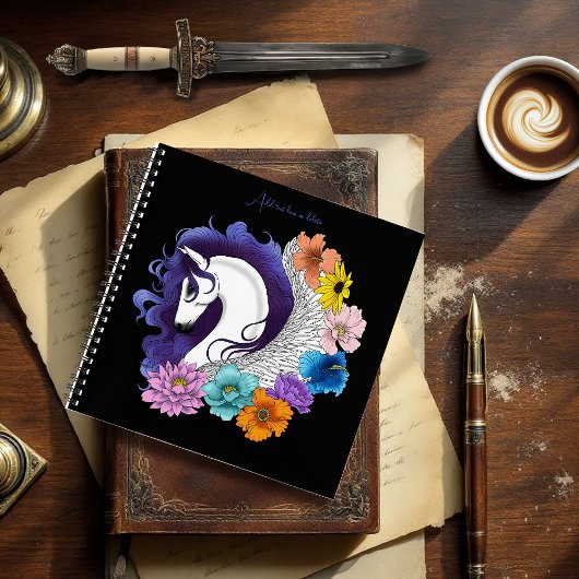 Pegasus Black Floral Notizblock