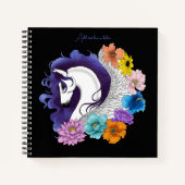Pegasus Black Floral Notizblock (Vorderseite)