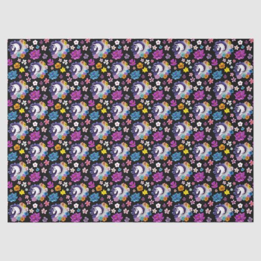 Pegasus Black Floral Seidenpapier (Vorderseite)