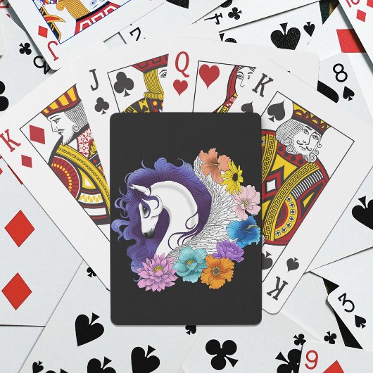 Pegasus Black Floral Spielkarten