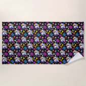 Pegasus Black Floral Strandtuch (Vorderseite)