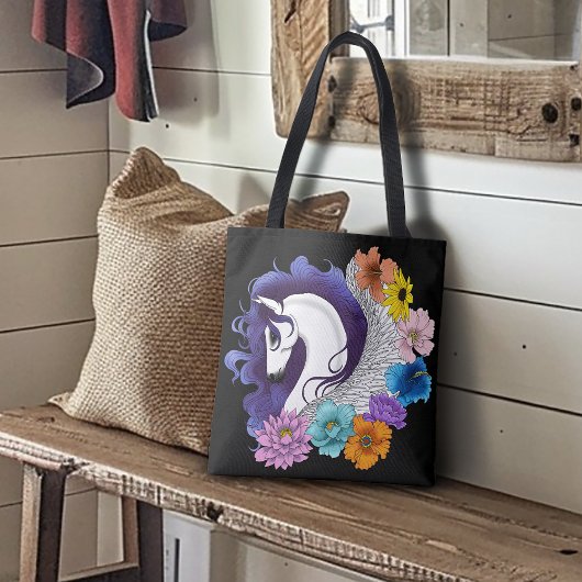 Pegasus Black Floral Tasche