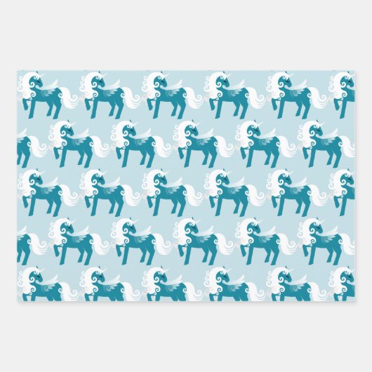 Pegasus Blues Wrapping Paper Sheets Geschenkpapier Set (Vorderseite)