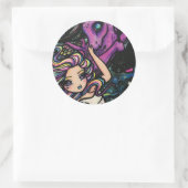 Pegasus Cosmic Rainbow Star Fairy Girl Fantasy Runder Aufkleber (Tasche)