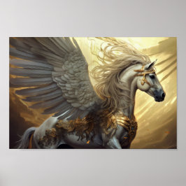 Pegasus das Flügelpferd in Golden und Grays Poster