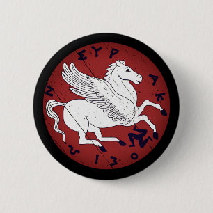 Pegasus, das weiße Pferd der griechischen Mytholog Button