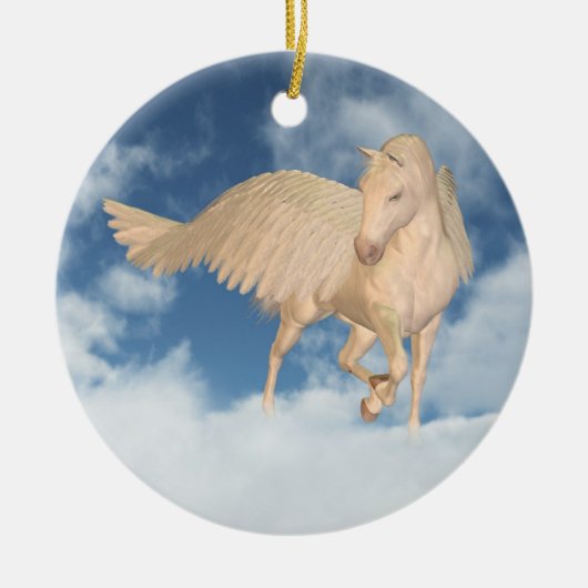 Pegasus, der unten durch Wolken schaut Keramik Ornament (Vorne)