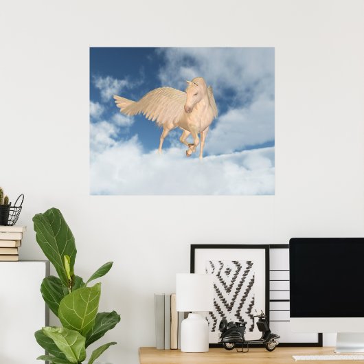 Pegasus durch Wolken hinunter Poster (Heimbüro)