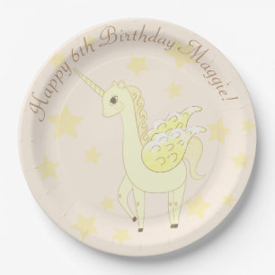 Pegasus Einhorn Whimsical Fantasie Mädchen Papierp Pappteller