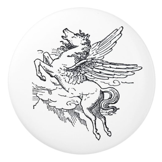 Pegasus-Fabelwesen Keramikknauf (Vorderseite)