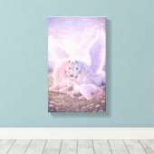 Pegasus Family – Soft Pastel Fantasy Canvas Art Leinwanddruck (Insitu (Holzboden))