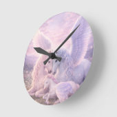 Pegasus Family – Soft Pastel Fantasy Canvas Art Runde Wanduhr (Winkel)