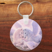 Pegasus Family – Soft Pastel Fantasy Canvas Art Schlüsselanhänger (Rückseite)