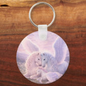 Pegasus Family – Soft Pastel Fantasy Canvas Art Schlüsselanhänger (Vorderseite)