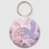 Pegasus Family – Soft Pastel Fantasy Canvas Art Schlüsselanhänger (Rückseite)