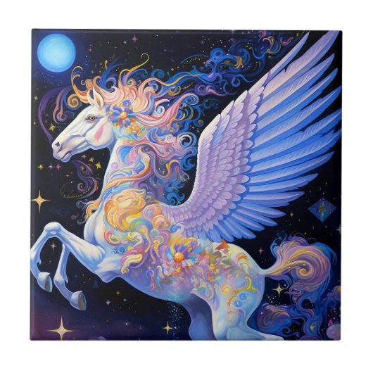 Pegasus Fantasy Art Fliese (Vorderseite)