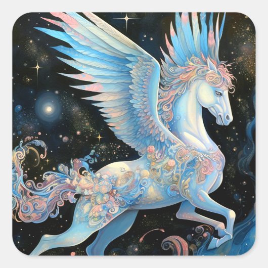 Pegasus Fantasy Art Quadratischer Aufkleber (Vorderseite)