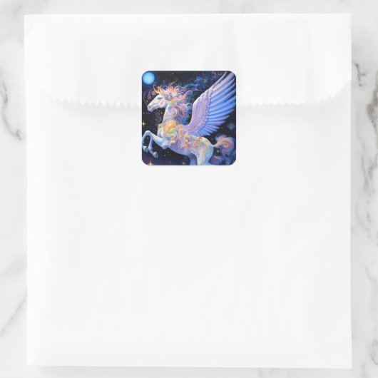 Pegasus Fantasy Art Quadratischer Aufkleber (Tasche)