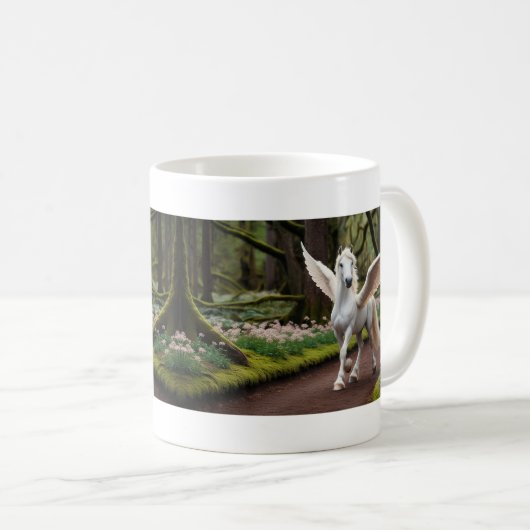 Pegasus Filly auf dem Waldweg Kaffeetasse (VorderseiteRechts)