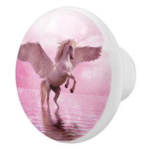 Pegasus fliegendes Pferd auf Ozean Dresser Keramikknauf