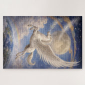 Pegasus Flying Between Earth And Moon Fantasy Art Puzzle (Horizontal)