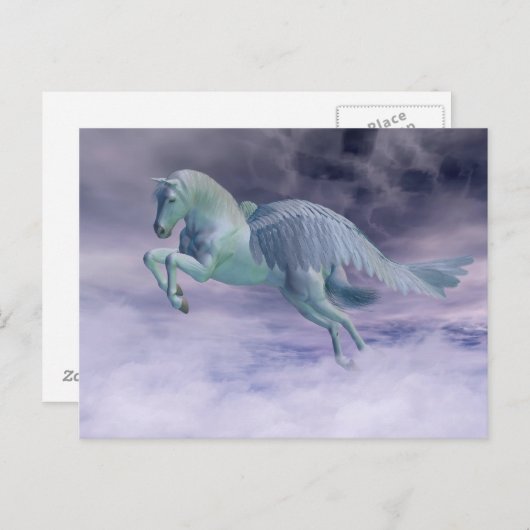 Pegasus Galloping durch Sturmwolken Postkarte (Vorne/Hinten)