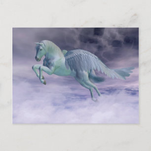 Pegasus Galloping durch Sturmwolken Postkarte