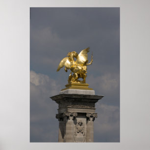 Pegasus Gilded Bronze Statue skulptur Paris Pont Poster