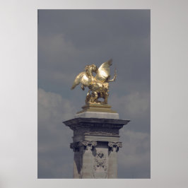 Pegasus Gilded Bronze Statue skulptur Paris Pont Poster