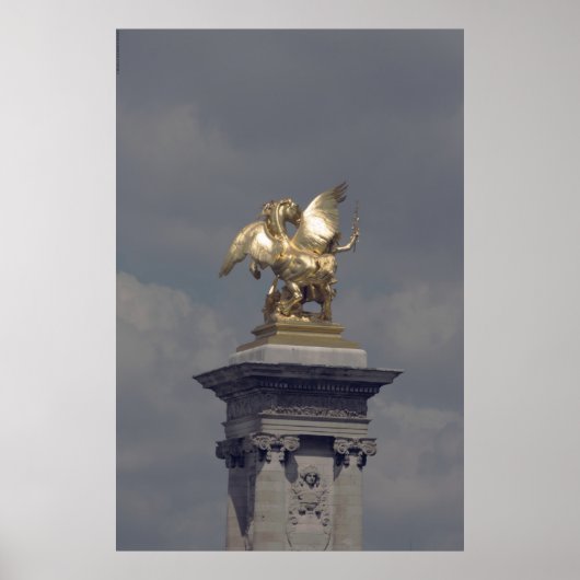 Pegasus Gilded Bronze Statue skulptur Paris Pont Poster (Vorne)