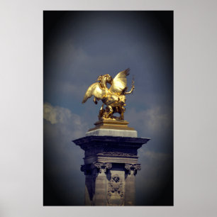 Pegasus Gilded Bronze Statue skulptur Paris Pont Poster