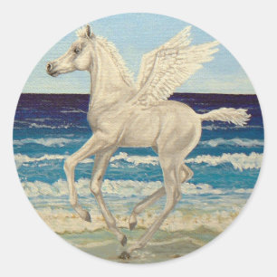 Pegasus Horse Baby on Beach Fantasy Aufkleber