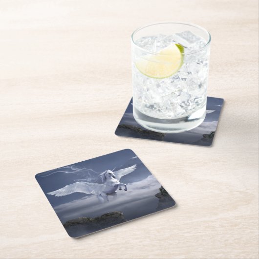 Pegasus im Flug Rechteckiger Pappuntersetzer (Vor Ort)