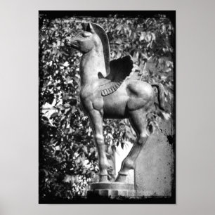 Pegasus in Schwarz-Weiß-Grunge Poster