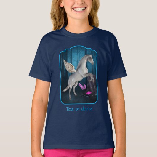 Pegasus Magical Forest Fantasy Horse Art T-Shirt (Vorderseite)