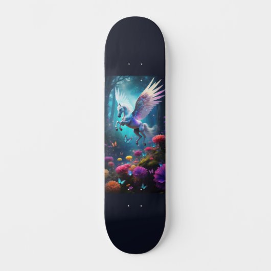 Pegasus mit Blumen Skateboard (Vorderseite)