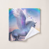 Pegasus mit Regenbogen Badhandtuch Set (Waschlappen)
