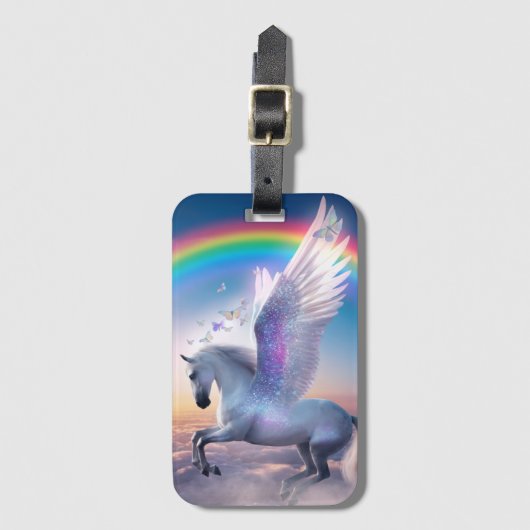 Pegasus mit Regenbogen Gepäckanhänger (Vorderseite Vertikal)