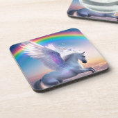 Pegasus mit Regenbogen Getränkeuntersetzer (Linke Seite)