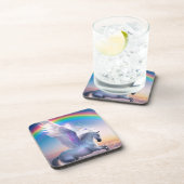 Pegasus mit Regenbogen Getränkeuntersetzer (Rechte Seite)