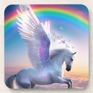 Pegasus mit Regenbogen Getränkeuntersetzer