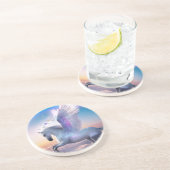 Pegasus mit Regenbogen Getränkeuntersetzer (Seite)