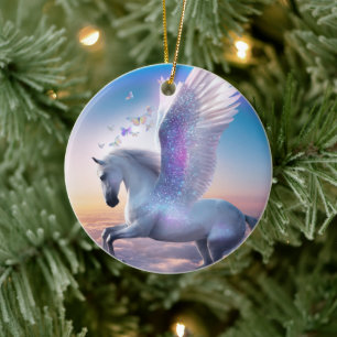 Pegasus mit Regenbogen Keramik Ornament