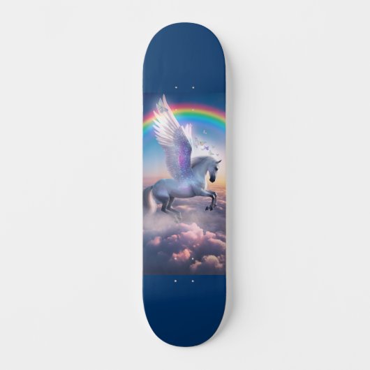 Pegasus mit Regenbogen-Skateboard Skateboard (Vorderseite)