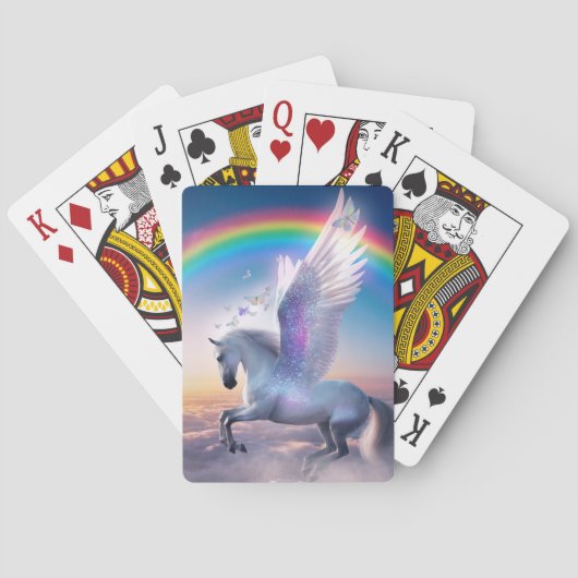 Pegasus mit Regenbogen Spielkarten (Rückseite)