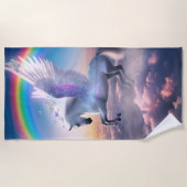 Pegasus mit Regenbogen Strandtuch (Vorderseite)